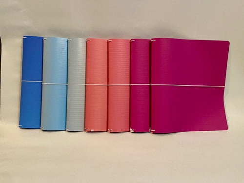 A4/Magazine Size Pink/Blue Custom Keeper Travelers Style Refillable Reversible Notebook Cover